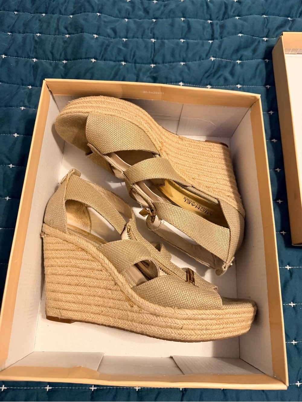 Michael Kors Beige Espadrille Wedge Sandals